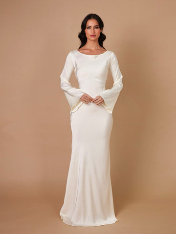 Women's Satin Bodycon Maxi Dress Cowl Neck