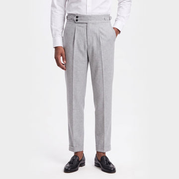 Men's Linen Double Pleat Trousers Tapered Fit