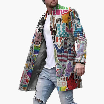 Men's Graphic Overcoat Relaxed Fit