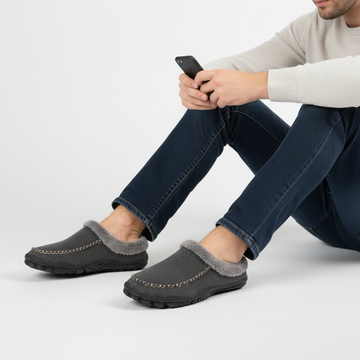 Men's Suede Slippers Fleece Lined