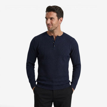 Men's Ribbed Sweater Henley Neck