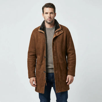 Men's Suede Overcoat Shearling Lined
