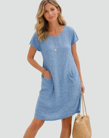 Women's Linen Mini Dress Relaxed Fit