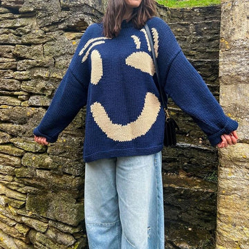 Women's Smiley Face Sweater Oversized