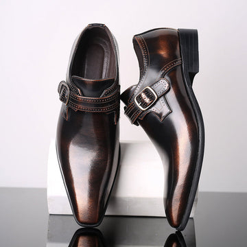 Men’s Patent Monk Strap Shoes – Polished Finish – Single Buckle