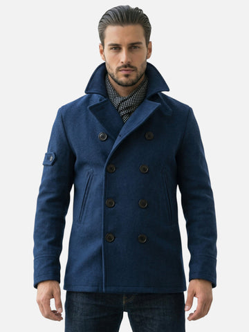 Men's Wool Pea Coat Double Breasted