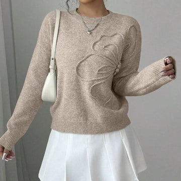 Women's Sweater Embossed Floral