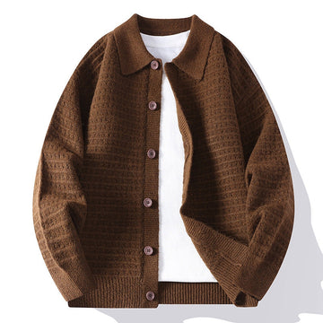 Men's Waffle Knit Cardigan Relaxed Fit