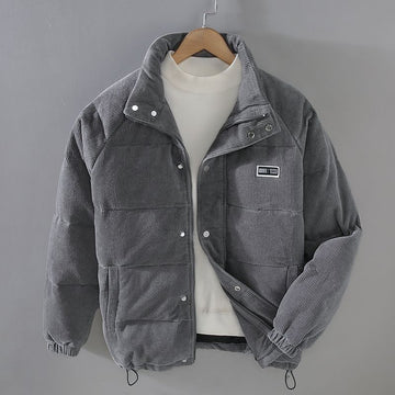 Men's Corduroy Puffer Jacket Stand Collar