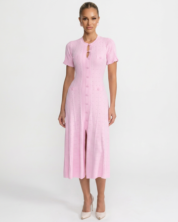 Women's Knit Midi Dress Button-Front