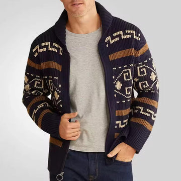 Men's Wool Blend Cardigan Zip-Front