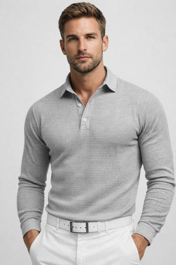 Men's Textured Knit Polo Slim Fit