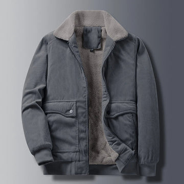 Men's Corduroy Bomber Jacket Fleece-Lined