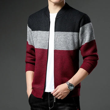 Men's Cardigan Colour-Block Relaxed Fit