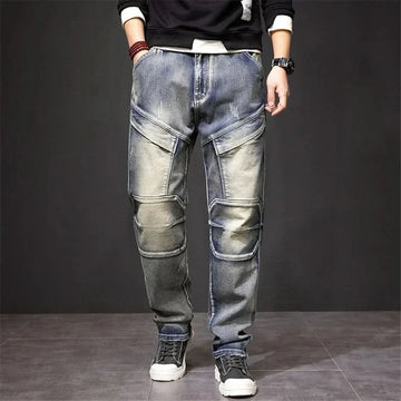 Men's Denim Straight Leg Jeans Cargo