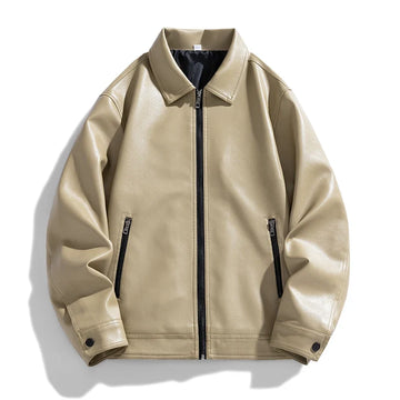 Men's Vegan Leather Bomber Jacket Oversized