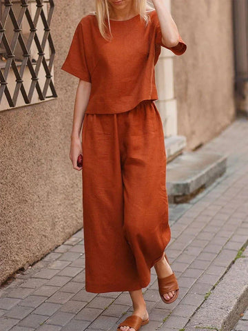 Women's Linen Two-Piece Set Relaxed Fit