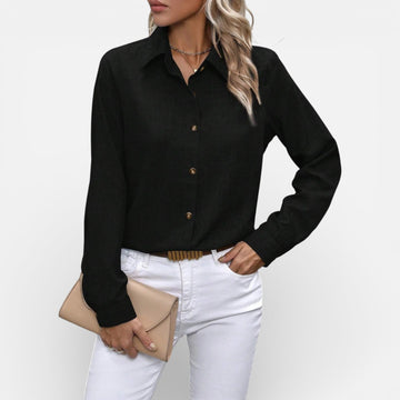 Women's Long Sleeve Button-Up Shirt - Classic Collar - Relaxed Fit