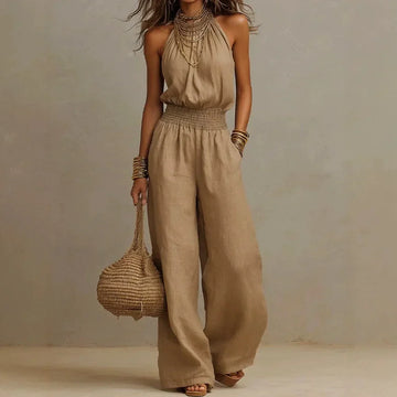 Women's Linen One-Piece Halter Neck