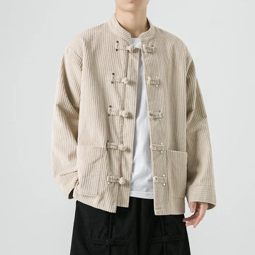 Men's Corduroy Jacket Relaxed Fit Mandarin Collar