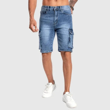 Men's Denim Cargo Shorts - Jean Shorts with Flap Pockets
