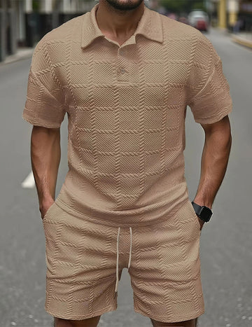 Men's Textured Two-Piece Set Polo