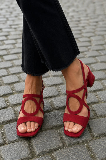 Women's Suede Sandals Block Heel