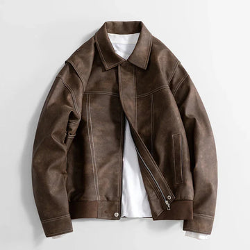 Men's Suede Bomber Jacket Relaxed Fit