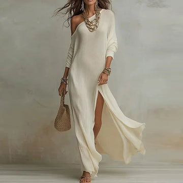 Women's Assymetrical Maxi Dress - High Slit