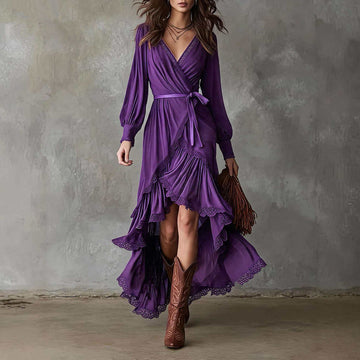 Women's Wrap Maxi Dress Tiered