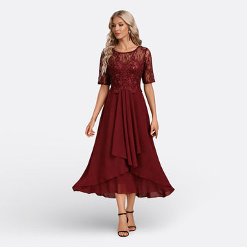 Robe midi en dentelle pour femme