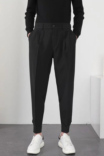 Men's Pleated Front Chinos - Elastic Waist - Tapered Ankle Length