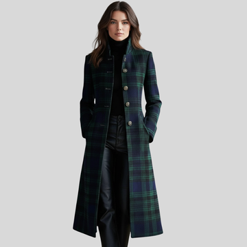 Women's Plaid Overcoat Single Breasted