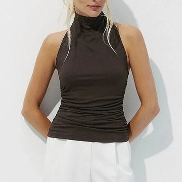 Women's Halter Tank Top Ruched