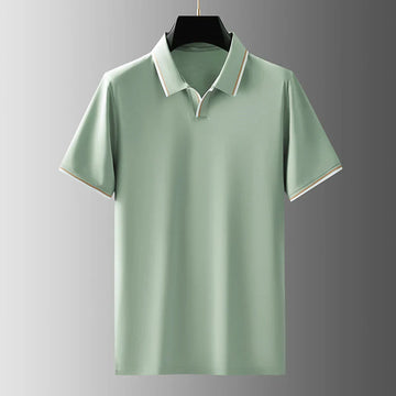 Men's Short-Sleeve Piqué Polo Tee - Smart Casual Spread Collar Polo with Contrast Stripe Tipping