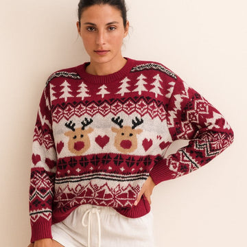 Women's Fair Isle Christmas Sweater Crew Neck