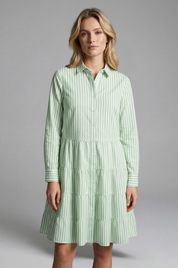 Women's Striped Midi Dress Tiered