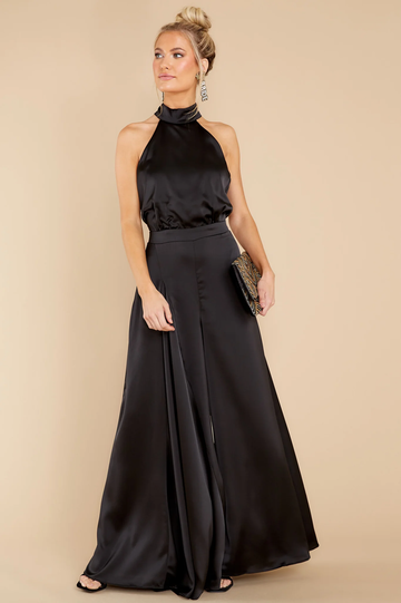 Women's Satin Halter Jumpsuit Wide Leg