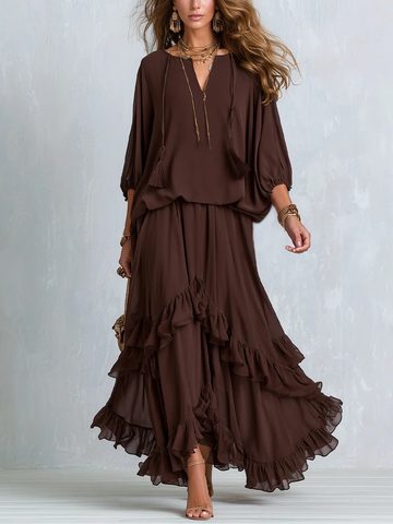 Women's Chiffon Two-Piece Set Tiered