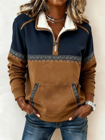 Women's Quarter Zip Jumper Fair Isle Sherpa