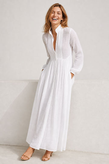 Women's Collared Maxi Dress - A Line