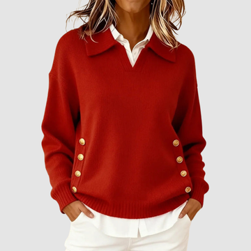 Women's Sweater Relaxed Fit Notched Collar