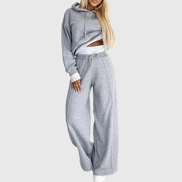 Women's Two-Piece Set Relaxed Fit Cropped Hoodie