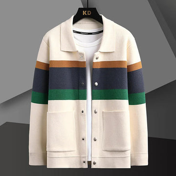 Men's Striped Knit Overshirt Relaxed Fit