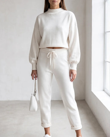 Women's Knit Two-Piece Set Relaxed Fit Cropped