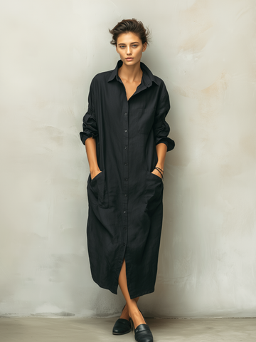 Women's Cotton Linen Maxi Dress Oversized