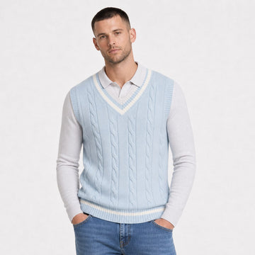 Men's Cable-Knit V-Neck Vest