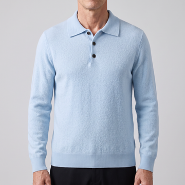 Men's Cashmere Polo - Long Sleeves