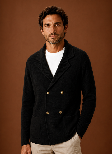 Men's Knit Cardigan Relaxed Fit Double-Breasted