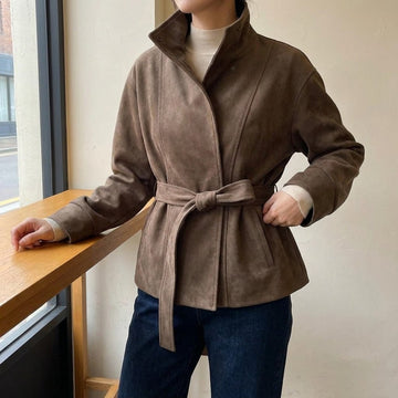 Women's Suede Jacket Belted